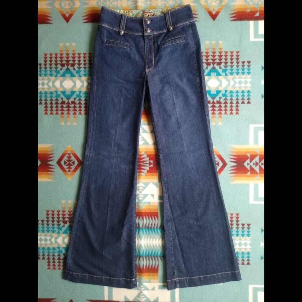 Rich & Skinny High Rise Dark Rinse Wide Leg Jeans